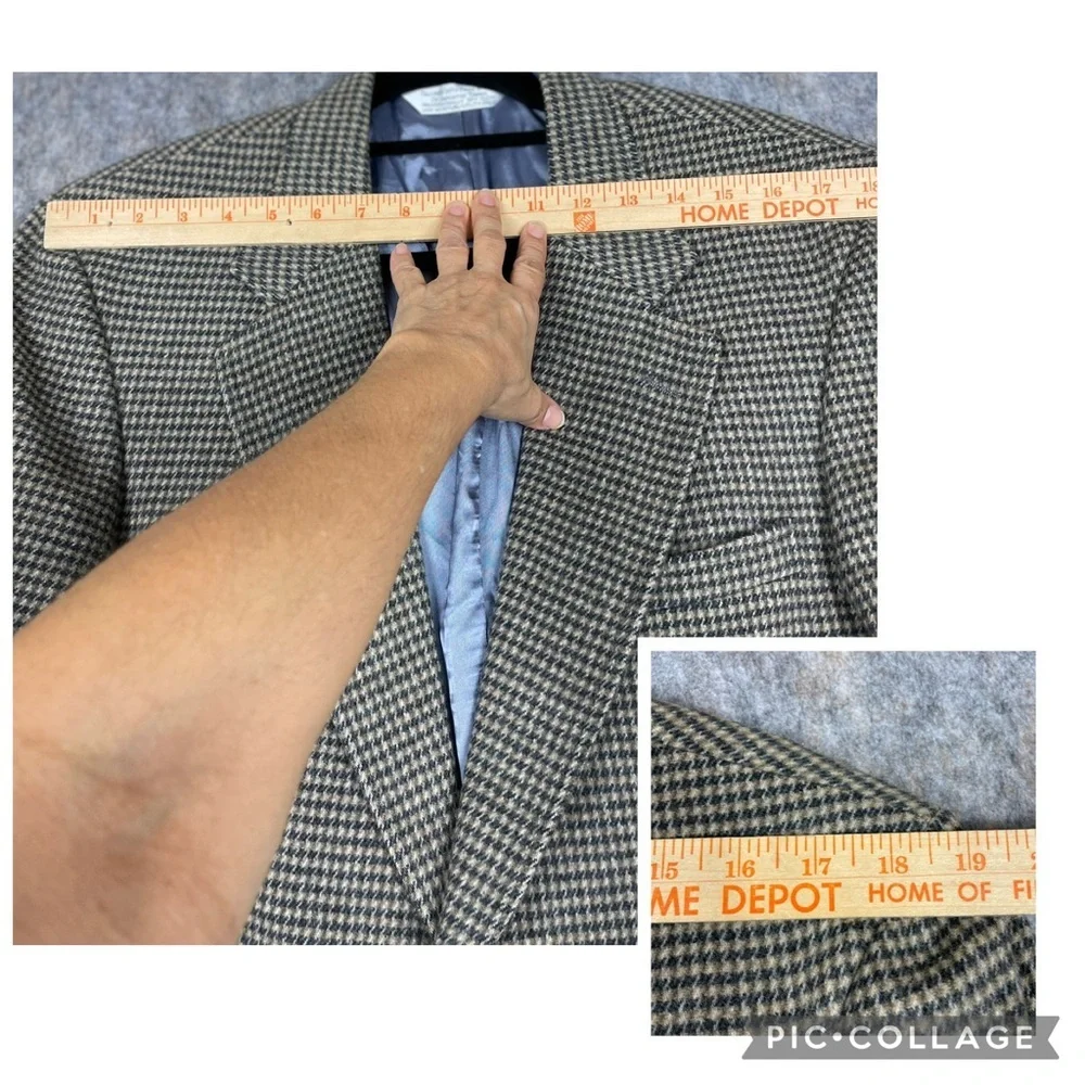 Land's End Classic Houndstooth Wool Camel Hair Preppy Sport Coat Blazer 40R